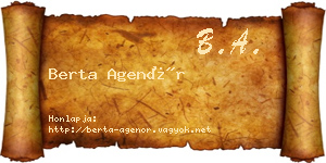 Berta Agenór névjegykártya